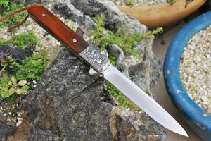 In vendita! Coltello chiudibile Flipper D2 Drop Point Lama con finitura satinata Manico in palissandro Cuscinetto a sfera Coltelli chiudibili ad apertura rapida