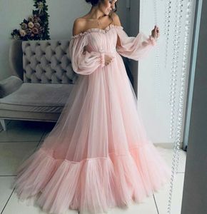 2019 Blue Sky Prom Dresses Querida A linha Poeta mangas compridas Formal Comprimento Plus Size Evening Vestidos Andar vestidos de fiest