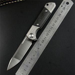 TwoSun D2-Klinge, faltbares Taschenmesser, taktische Messer, Jagdmesser, Titan-Carbonfaser-Flipper, Outdoor-Werkzeug für Geschenksammlungen TS49