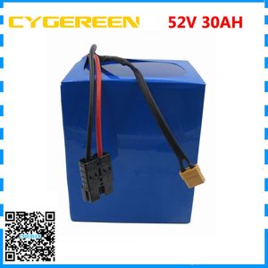 Free customs duty 2500W 52V 30AH Lithium battery 51.8V 30AH Electric bike battery use 3.7V 5000MAH 26650 cell 50A BMS 5A Charger