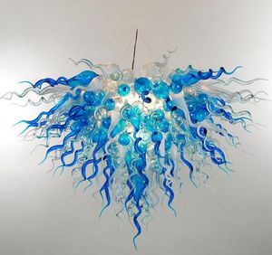 Mão soprada lustre de vidro azul e claro lâmpadas de casa pingente led lâmpadas lâmpadas de vidro murano candelabro estilo italiano candelabro