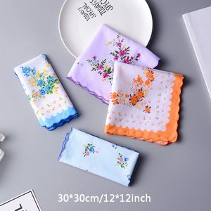 100% Bomull Handkerchief Handdukar Damer Floral Handkerchief Party Decoration Cloth Servetter Craft Vintage Hanky ​​Oman bröllop gåvor dbc bh2662