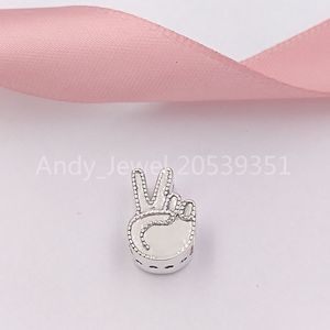 Andy Jewel autentico perline in argento sterling 925 simbolo di pace fascino fascino adatto europeo braccialetti gioielli stile Pandora collana 797215