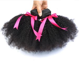 Brazylijskie Afro Kinky Curly Fair Bundles z zamknięciem nieprzetworzone afro perwersyjne z koronkowymi końcami 4x4 Brazylijskie przedłużenia włosów ludzkich