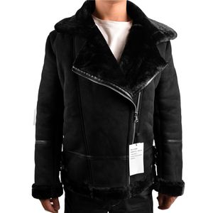 Automotive Designer Winter Męskie Shearling Fur Kurtka Velvet Ciepłe importowane skórzane płaszcze do mężczyzny Odzież Plus Size 3XL A316
