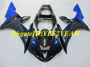 Hi-Quality Motorcycle Fairing kit for YAMAHA YZFR1 02 03 YZF R1 2002 2003 YZF1000 ABS Blue Flames black Fairings set+Gifts YE26