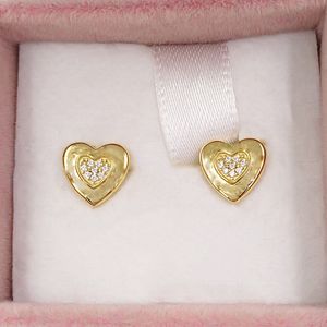Studs Pandora Signature Heart Stud EarringsAuthentic 925 Sterling Silver Pandora Shine & Clear Cz Fits European Style Jewelr Andy Jewel