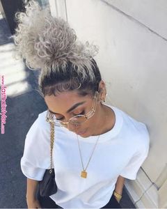 Sól I Pieprz Szary Ludzki Włosy Ponytail Rozszerzenie Afro Kinky Kędzierzawy Bun Puff Bun Updo Kobiety Słajnia 100g 120g 140g