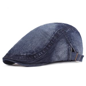 Джинсовая берет повседневная женская джинсовая шляпа вымытая ткань огорченные мужчинами Sunhat Golf rian