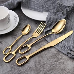 Rostfritt stål Flatvaruuppsättning Tabellervaror Middagsuppsättning Hanging Hole Series Cutlery Dinner Flatware Set Home Table Set Set Kitchen Tool C808