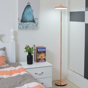 Modernes nordisches Design, Roségold, Weiß, Schwarz, Gelb, hohe LED-Stehlampe mit Fuß und Tisch für Wohnzimmer, Schönheitssalon