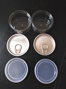 3.5 jar tin cans bottle clear PET 100ml 65*33mm plastic kitchen storage containers flowers aluminum lid machine close seal custom stickers box package