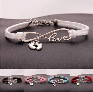 Hot 10st / Lot Infinity Love 8 Armband Ankle / Baby Fötter Armband Charm Hängsmycke Kvinnor / Män Enkel Armband / Bangles Smycken Gift A136