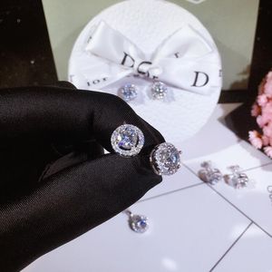 Jewelry Set New Arrival Handmade Sterling Sier Round Cut White Topaz CZ Diamond Gemstones Women Necklace Stud Earring Pendant