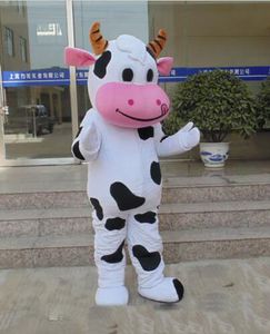 2019 Factory hot new Halloween Cow Mascot Costume High Quality Cartoon milk cow Anime theme character Christmas Carnival Party Costumes