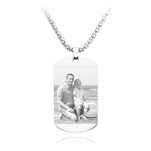 Wholesale- Customized Necklaces Engrave Photo Name Necklace Stainless Steel Pendant Silver Chain Necklace Gift Jewelry