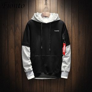 Fionto Cool Felpa Uomo Hip Hop patchwork Pullover manica lunga contrasto Felpe con cappuccio Felpa con cappuccio Uomo di alta qualità CE3299