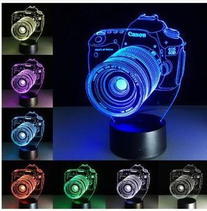 Novelty gåvor 3d akryl underhållning kamera illusion LED lampa USB bord ljus RGB natt ljus romantisk säng dekoration lampa