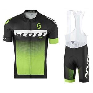 Скотт команда Велоспорт короткие рукава Джерси нагрудник шорты наборы новый велосипед одежда лето мужская дышащая быстро сухой спортивная одежда Q60932