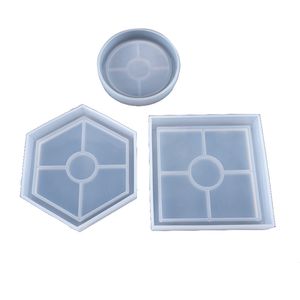 Resina de silicone molde redondo sextavado Praça de resina de silicone Moldes DIY Copos Ferramentas resina epóxi Cabochons Artesanato