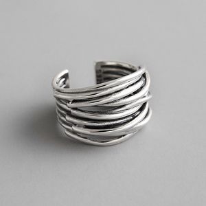 Authentische 925 Sterling Silber Multilayer Wrap Offene Ringe Für Frauen Neue Vintage Weiblichen Einstellbare Statement Ring
