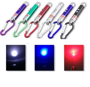 Key chain key ring LED Mini Flashlight Aluminum Alloy Torch Carabiner hook 3 in1 UV lighting Laser beam Pointer pen flashlights torch