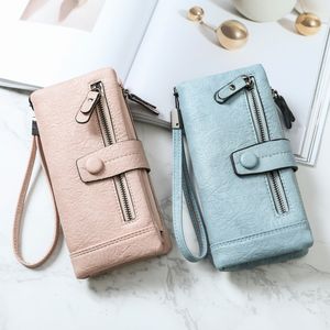 Portafoglio da donna Trifold Portafogli con pochette bifold in morbida pelle Borsa lunga di grande capacità con cinturino