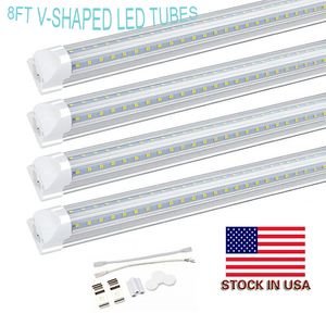 LED-rör Integrerad T8 Fluorescerande lampa 4ft 5ft 6ft 8ft 8 fot LED-rör Ljus V-form LED-ljusarmaturer AC100-305V Butiksljus garage lagerverkstads glödlampa 8ft