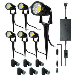 Luz da paisagem LED 5W, 12 DC, 3000K branco quente, uso ao ar livre, estaca de metal, luz de inundação de paisagem, luz de bandeira 8-pack