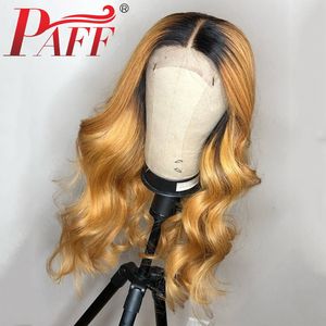 PAFF Ombre Blonde 1BT27 Human Hair Wig Pre Plucked Body Wave Lace Front Wigs Remy Brazilian Glueless With Baby Hair