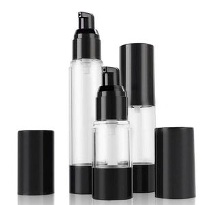 15ml 30ml Vacuum 50MLClassic Preto Airless bomba Garrafa Cosmetic Essence Oil Loção embalagem garrafa reutilizável