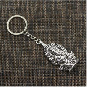 New Fashion Keychain 62x32mm Ganesha buddha elephant Pendants DIY Men Jewelry Key Chain Ring Holder Souvenir For Gift