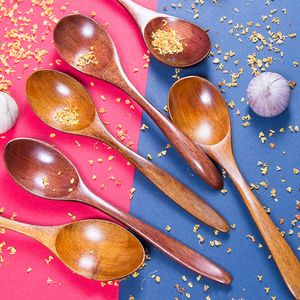 Wooden spoon rice eating reusable honey stir retro natural wood tea scoop bamboo soup feeding porridge