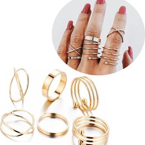 Gold Combine Joint Band Ring Zehenringe Set für Damen Mode Hip Hop Schmuck wird und sandig