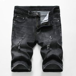 Hot Summer Denim Shorts Men Stretch Slim Fit Short Jeans Mens Designer Cotton Casual Distressed Shorts Knee Length