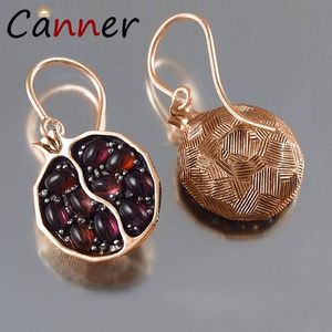 Fashion- Vintage Pomegranate Earring Gold Silver Dangle Earrings Garnet Natural Stone Earrings for Women Girls jewelry kolczyki FI