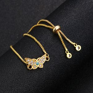 Regalo di gioielli in oro da donna con catena regolabile da donna con braccialetto a forma di farfalla occhio fortunato