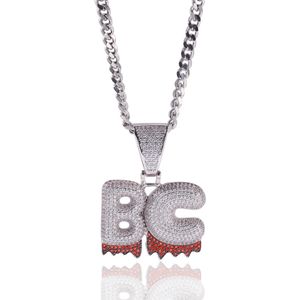 Хип-хоп ювелирные изделия из-за пользовательского имени белые капельные буквы цепи ожерелья подвеска с веревочной цепью