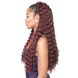 Italienska Curly Weave FreeTress Deep Wave Braiding Hair FreeTress Hair With Water Wave Ombre Syntetisk Curly i Pretwist 20inch Free Tress