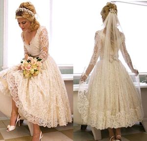 Wiosna z długim rękawem Suknie ślubne 2019 Piękna linia Pełna Koronka Kraj Kościelny Kościół Formalna Bride Bridal Suknie Custom Made Plus Size