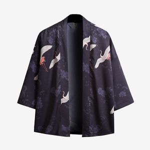 Плюс размер 5XL литературный японский кимоно Юката мужчина японский короткий халат свободный кимомо китайский стиль кардиган кимоно хаори