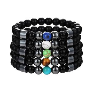 Mode schwarz mattiert Stein Perle Armband Türkis Hämatit Armband für Frauen Männer Schmuck