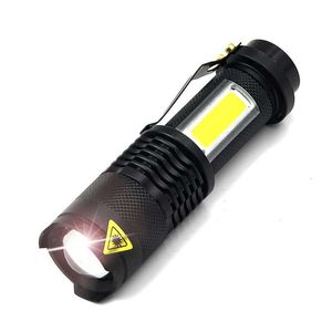 BRELONG COB LED flashlight, super bright 4 modes mini handheld flashlight, waterproof pocket light adjustable focus handheld flashlight