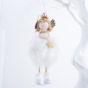 Kerst pluche engel pop ornamenten zilveren pluche hangende houdpop met gouden kroon sneeuwpop decoratie voor huis Kerstmis