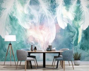 3D壁画の壁紙ノルディック抽象的なインクの羽テレビの背景壁の装飾絵画HDの壁紙