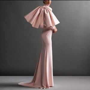 Abiye GECE Elbisesi Długa sukienka Wieczór Vestidos Para Festa Eleganckie Różowe Suknie Formalne Pełne Rękawy Syrenka Pageant Suknia Prom Dresses