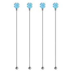 Creative Four Leaf Clover Handle Swizzle Sticks Bar Tools Gift Set Stainless Steel Drink Stir for Cocktail Beverage