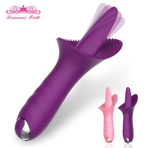 Vibratore per leccare la lingua per le donne AV Bacchetta magica Orgasmo Stimolazione del clitoride Massaggio del capezzolo Vibratore del punto G Giocattoli del sesso per le donne Adult Y191214