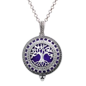 Antik Silver Magnetic Open Tree of Life Locket Aromaterapi Parfym Pendant Essential Oljediffusor Halsband för smycken Partihandel