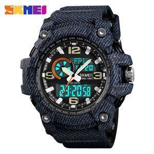 SKMEI Top Marka Luksusowy Sport Watch Mężczyźni Wojskowy 5bar Wodoodporny Zegarek Kwarcowy Dual Displacches Relogio Masculino 1283